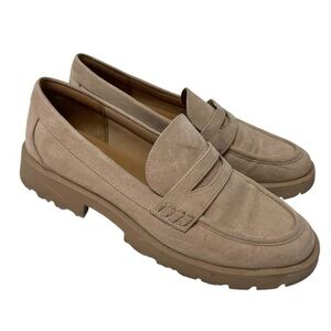 A New Day Loafers Womens Faux Suede Shoes Size 10 Light Brown/Tan Casual Slip On